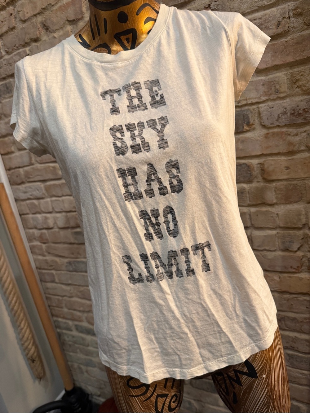 Zadig & Voltaire Women’s Cream Graphic Tee - 'The Sky Has No Limit' S